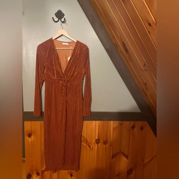 open lace back dress Rusty Orange Velvet Sweetheart Neckline Dress main image 0